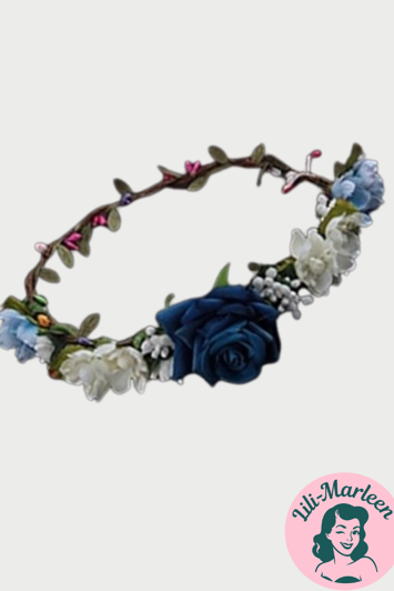 Blomsterkrans Med Blomster Roser Blå Hvid