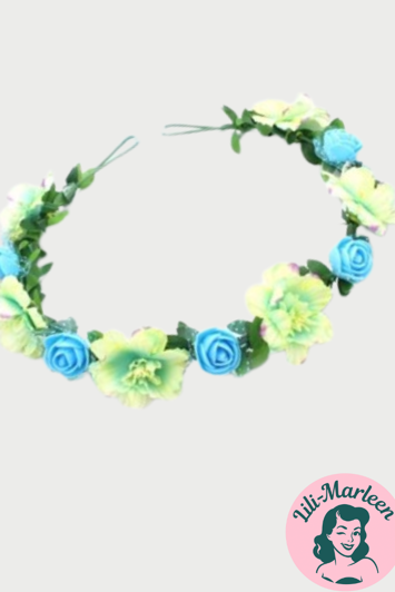 Blomsterkrans Med Roser Blomster Lyseblå Hvid
