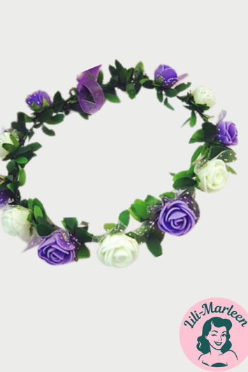 Blomsterkrans Med Roser Lilla Hvid