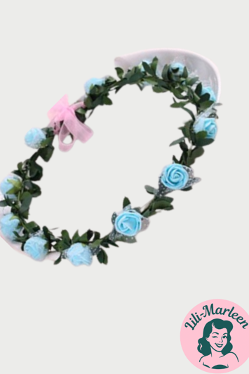 Blomsterkrans Med Roser Lyseblå