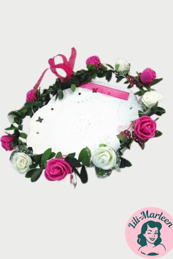Blomsterkrans Med Roser Pink Hvid