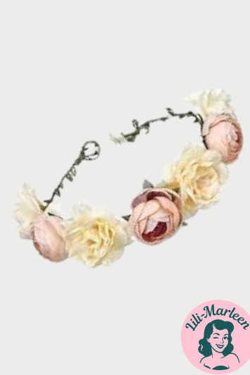 Blomsterkrans Med Store Blomster Creme