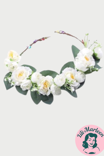 Blomsterkrans Offwhite Store Smukke Blomster Deluxe
