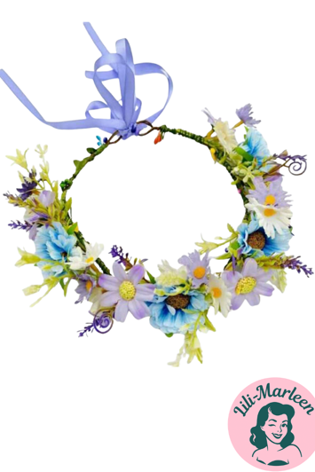 Blomsterkrans Sommereng Blå Lilla   Hvid