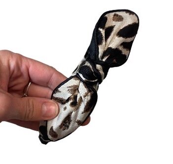 Bred Stof Hårbøjle Med Sløjfe Leopard Med Sort Kant