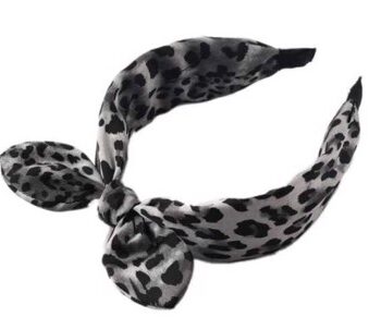 Bred Stof Hårbøjle Sløjfe Grå Leopard Med Sløjfe