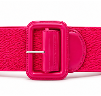 Bredt Elastisk Lakbælte Med Firkantet Spænde Pink