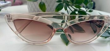 Cateye Solbriller Gennemsigtige Beige Stel Med Brune Glas