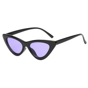 Cateye Solbriller Sort Med Lilla Glas