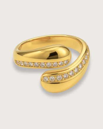 Claire Forgyldt Chunky Ring Med Zirkoner Vandfast Chant Matin