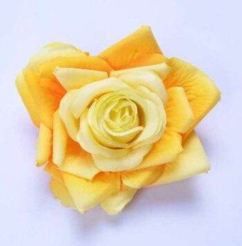 Deluxe Hårrose Stofrose Hårklips Brochepin Gul