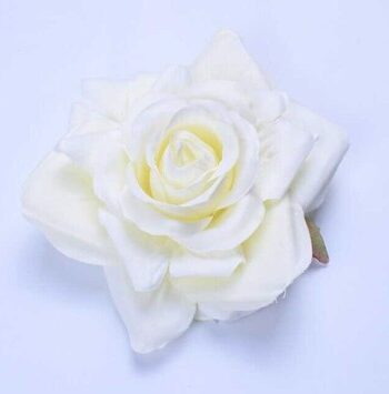 Deluxe Hårrose Stofrose Hårklips Brochepin Offwhite