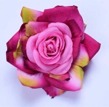 Deluxe Hårrose Stofrose Hårklips Brochepin Pink Cerise