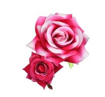 Dobbelt Hårrose Stofrose Hårklips Med Stofroser Pink