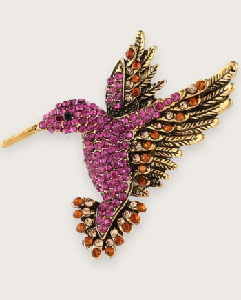 Emi Guldfarvet Kolibri Broche Med Pink Rhinsten Chant Matin
