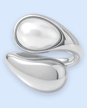 Giverny Chunky Sølvfarvet Ring Med Stor Perle Chant Matin