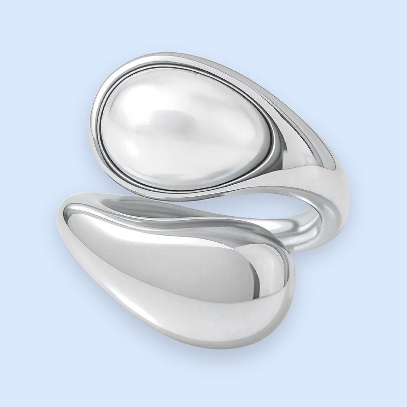 Giverny Chunky Sølvfarvet Ring Med Stor Perle Chant Matin