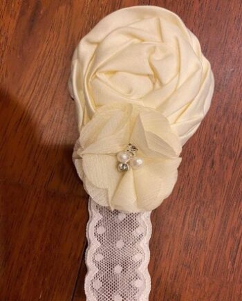 Hårbånd Til Børn Med Blonde Satin Blomster Creme