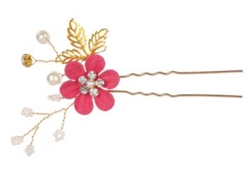 Hårnåle Hårnåle Med Blomster Perler Mørk Rosa