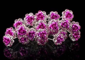 Hårnåle Med Pink Roser Diamanter Stk