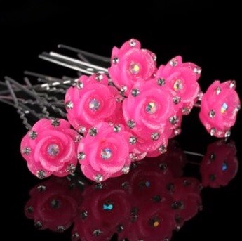 Hårnåle Med Pink Roser Små Sten Stk