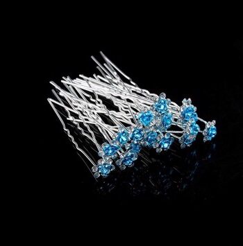 Hårnåle Med Turkisblå Roser Diamanter Stk