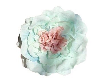 Hårrose Stofrose Hårklips Brochepin Pastel Mint Med Rosa Midte
