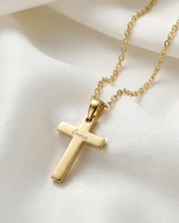Kors Halskæde 18k Forgyldt Gravering  Jewellery