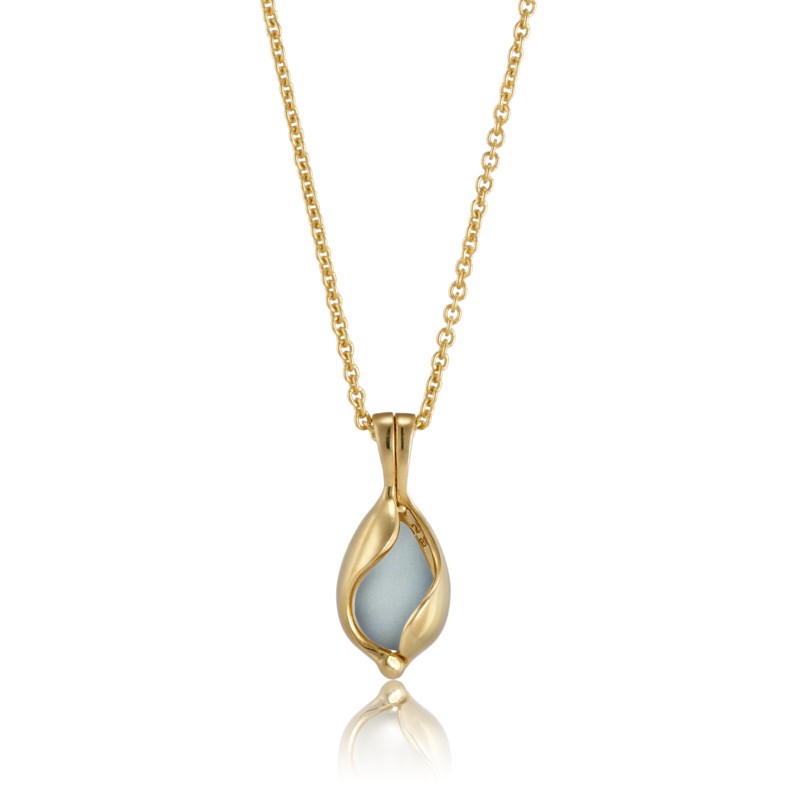Lille Blankt Smykke Med Aqua Calcedon