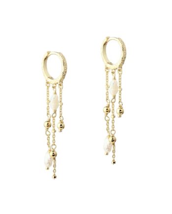 Lunella Pearl Hoop  Golden