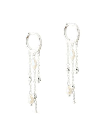 Lunella Pearl Hoop  Silver