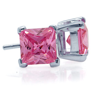 ørestikker Med Pink Zirkonia ø8mm Par