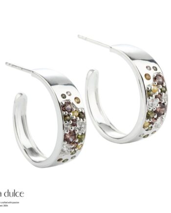 Olive Stardust Hoop  Silver