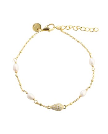 Pav Pearl Bracelet  Golden