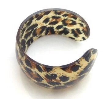 Plastik Armring Halvåben Leopard Mørk Brun Sort