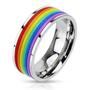 Pride Rainbow Ring Regnbue Ring Rustfrit Stål