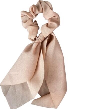 Scrunchi Med Lille Tørklæde Mørk Creme Chiffon