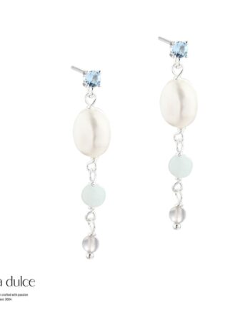Sky Blue Pearl Earstud  Silver