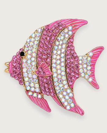 Smuk Fiskebroche Med Pink Iriserende Rhinsten  Trendbrocher