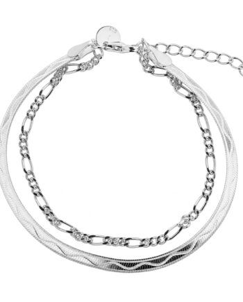 Snake   Figaro Bracelet  Silver