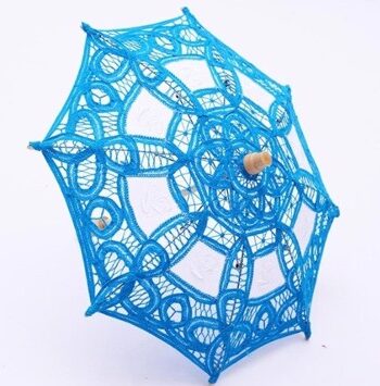 Sol Paraply Brudepige Parasol Hvid Blå Lille