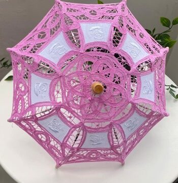 Sol Paraply Brudepige Parasol Hvid Lyserød Lille