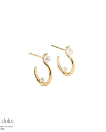 Swan Pearl Hoop  Golden